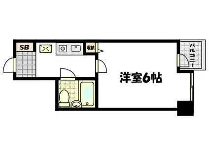 デトム・ワン四条大宮(1K/3階)の間取り写真