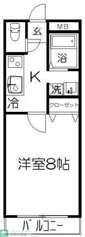 パークサイド土呂(1K/2階)の間取り写真