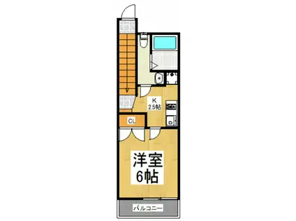 B`CASA KODAIRA(1K/2階)の間取り写真