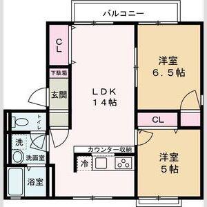 シャトルSK A棟・B棟(2LDK/2階)の間取り写真