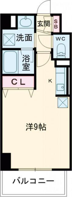 メゾン田中(ワンルーム/9階)の間取り写真