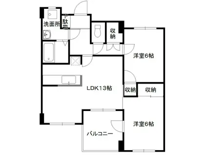 ハウス折戸通(2LDK/2階)の間取り写真