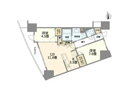 プラウドシティ東雲キャナルマークス(2LDK/3階)の間取り写真