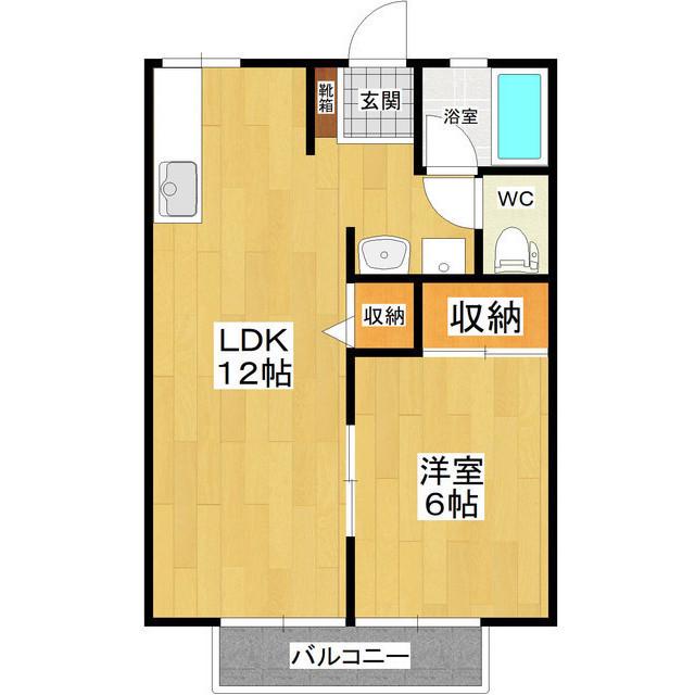 サンシティノグチA棟(1LDK/2階)の間取り写真
