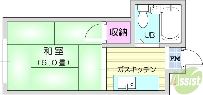 アジサイハイツ(1K/2階)の間取り写真