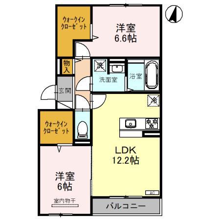 ファミール ノーヴェ(2LDK/2階)の間取り写真