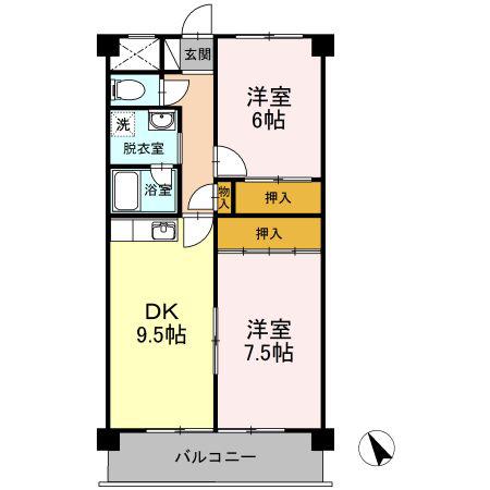 ソレアードミシマ(2DK/2階)の間取り写真