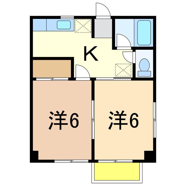 コーポリバーサイドIII(2K/1階)の間取り写真
