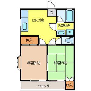 アレスト一区町II(2DK/2階)の間取り写真