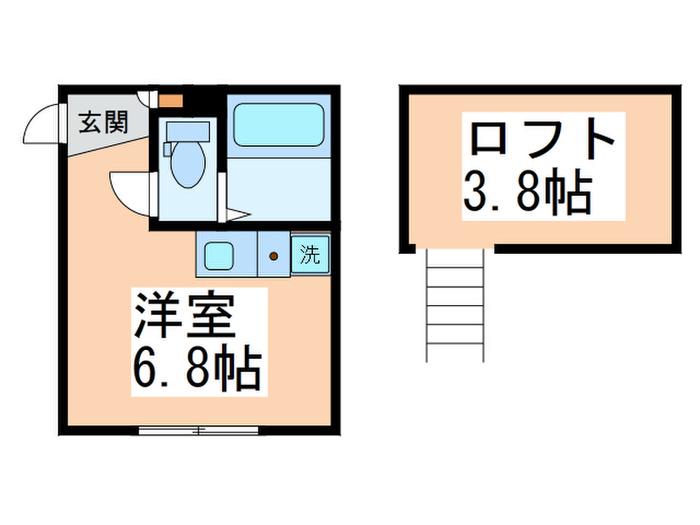 プライムテラス中野島(ワンルーム/1階)の間取り写真