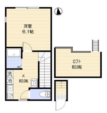 アオアクア浜田山(1K/2階)の間取り写真