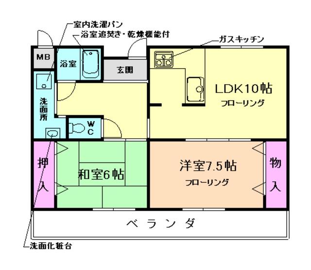 えぴなぁるふぉれすとI(2LDK/2階)の間取り写真