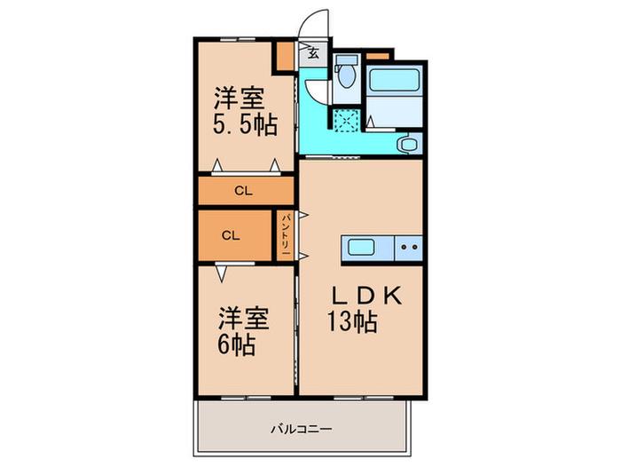 MITTE(2LDK/2階)の間取り写真