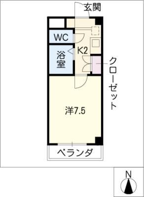 サン・ロマン八事(1K/2階)の間取り写真