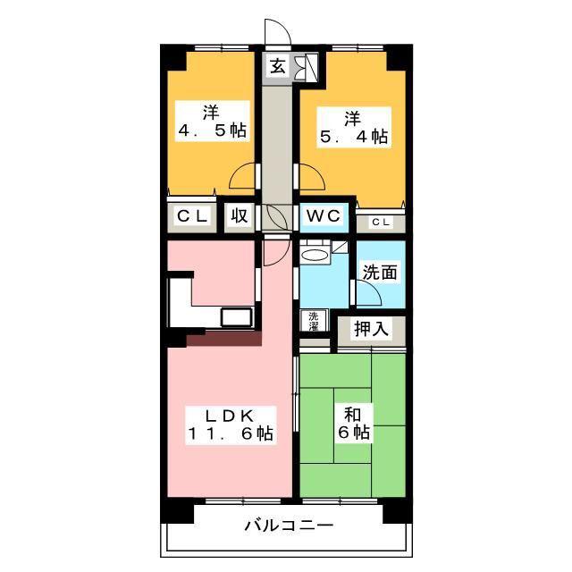 RJRリクロス立石(3LDK/3階)の間取り写真