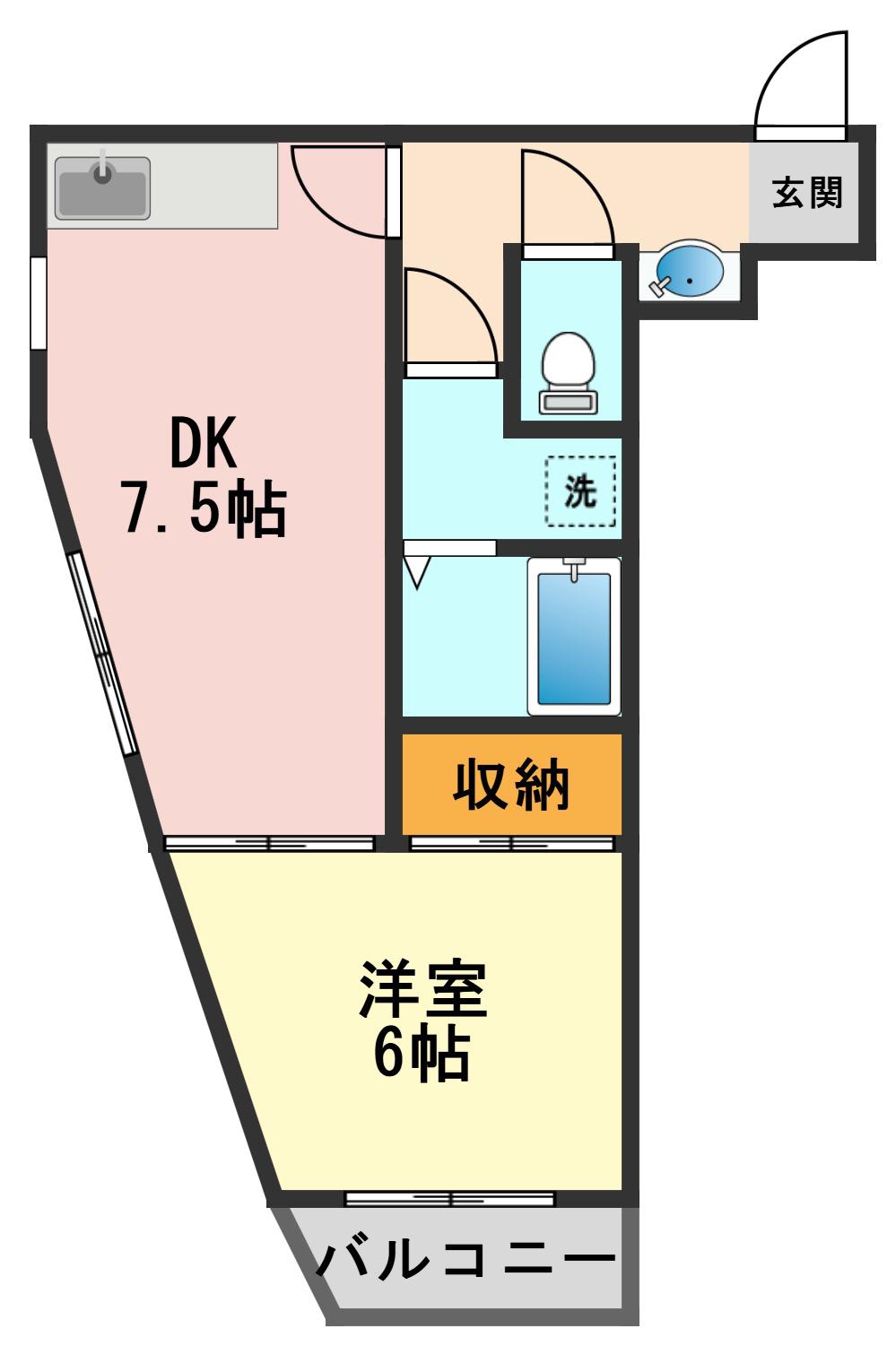 ラフィートタウン(1DK/3階)の間取り写真