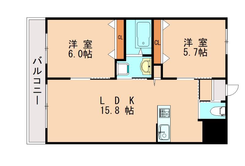 WEALTH COMFORT 新宮(2LDK/3階)の間取り写真