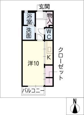 ビリーヴ (ワンルーム/2階)の間取り写真
