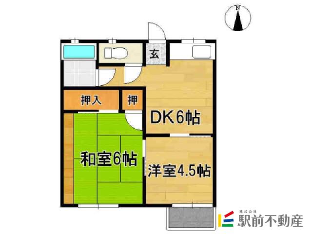 藤井コーポ(2DK/1階)の間取り写真