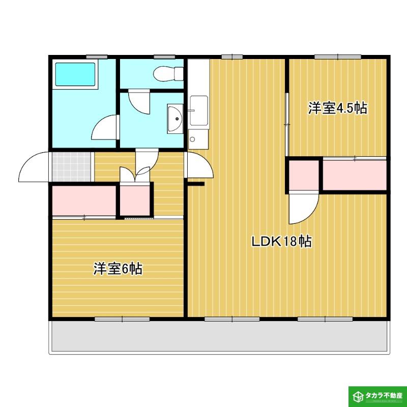 ハイツ松山(2LDK/2階)の間取り写真
