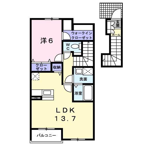 ツイン タウン 白石坂 IV(1LDK/2階)の間取り写真