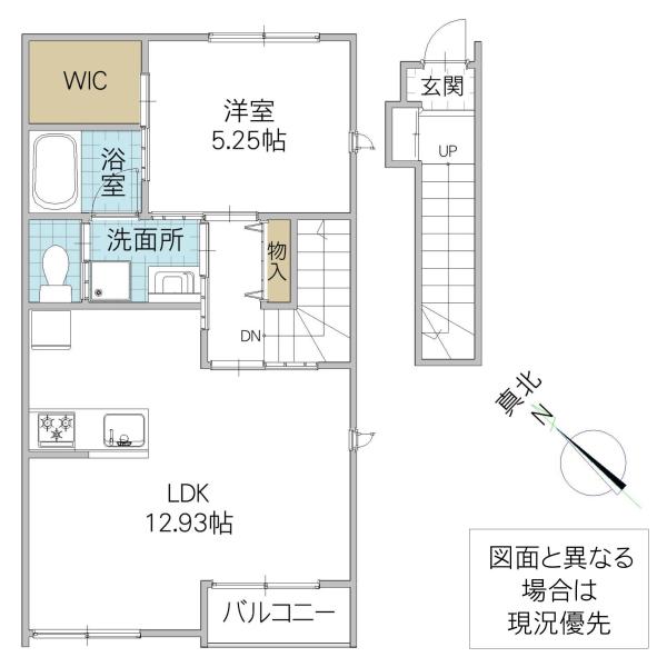 OLIVE HEIGHTS(1LDK/2階)の間取り写真