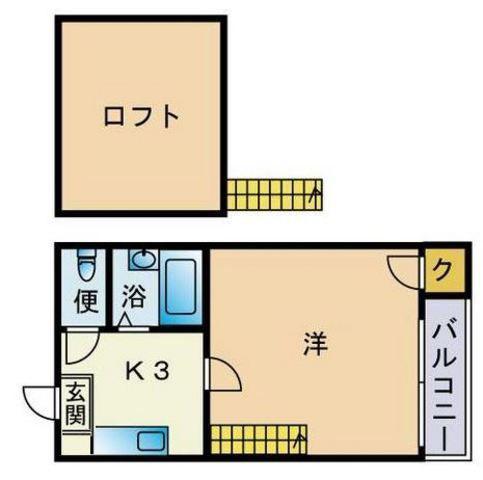 フェリーチェ唐人町(1K/2階)の間取り写真
