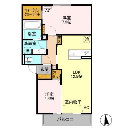VILLA PATIO(2LDK/2階)の間取り写真