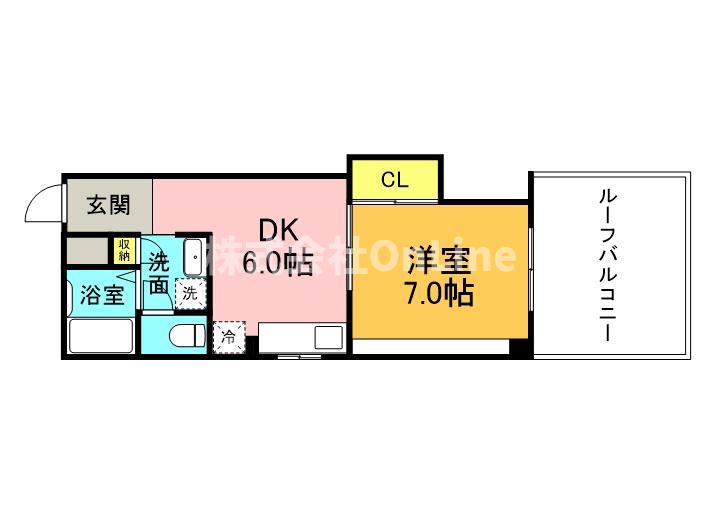 ハウス陽新(1DK/2階)の間取り写真