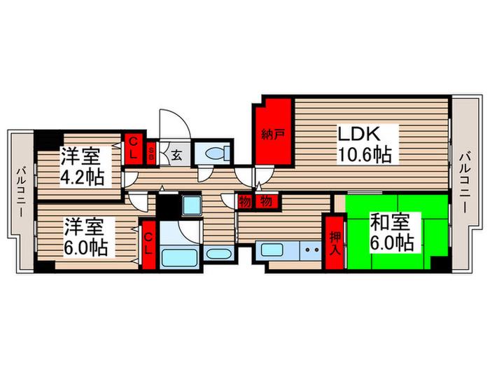 シーアイハイツ和光H号棟(3LDK/10階)の間取り写真