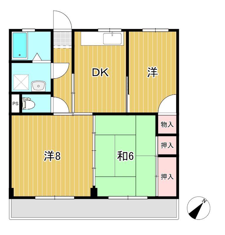 陽崇台ハイツ(3DK/2階)の間取り写真