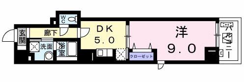 ミッド ヴィラ レジデンス(1DK/5階)の間取り写真