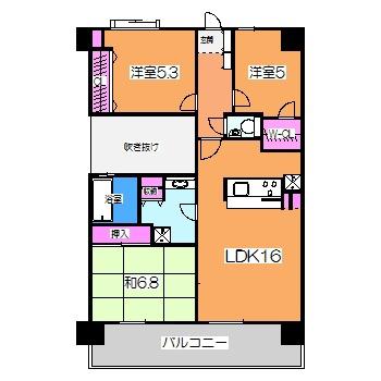 ライオンズマンション三国ヶ丘(3LDK/6階)の間取り写真