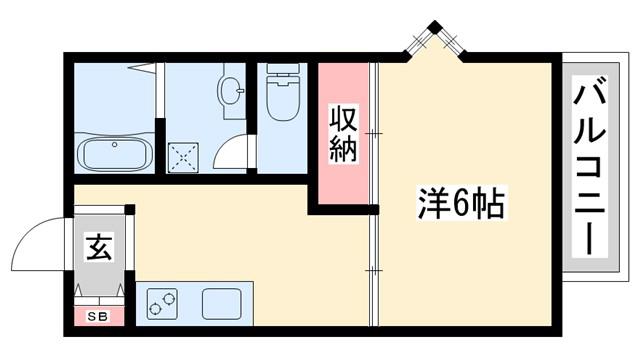 カルムリー春日野(1DK/2階)の間取り写真