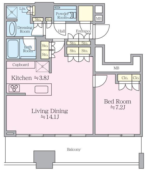 WORLD TOWER RESIDENCE ワールドタワーレジデンス(1LDK/29階)の間取り写真