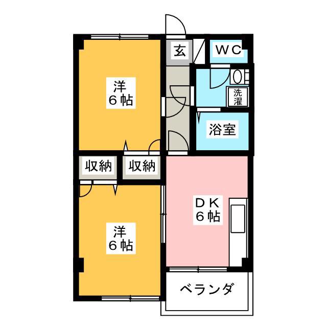 VILLA DE ジュピタ A(2DK/1階)の間取り写真