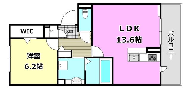 RELIER 千里丘(1LDK/3階)の間取り写真