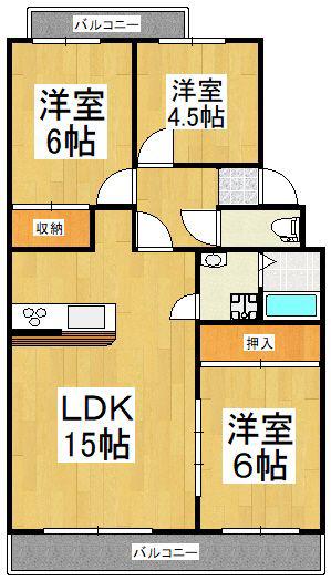 エスポワールTIマンション(3LDK/1階)の間取り写真