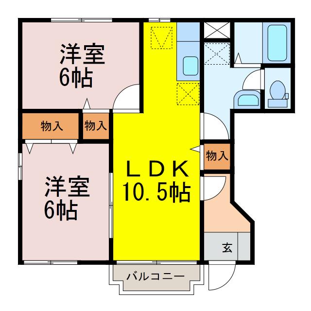 エスポワール(2LDK/1階)の間取り写真