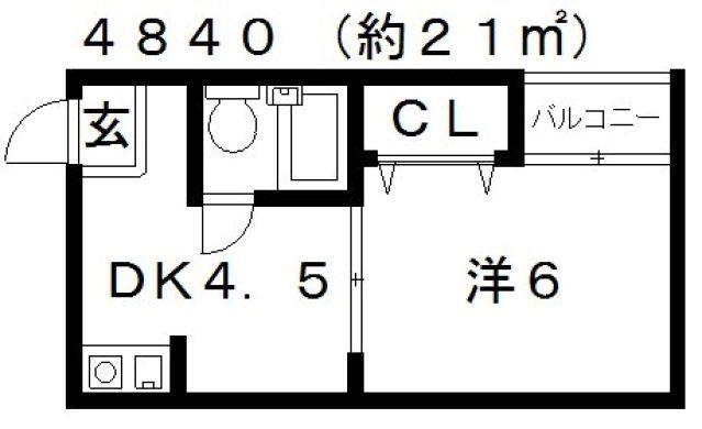 メゾンドルチェI(1DK/2階)の間取り写真