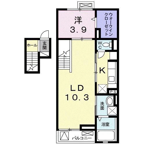 フローリド カシワ(1LDK/4階)の間取り写真