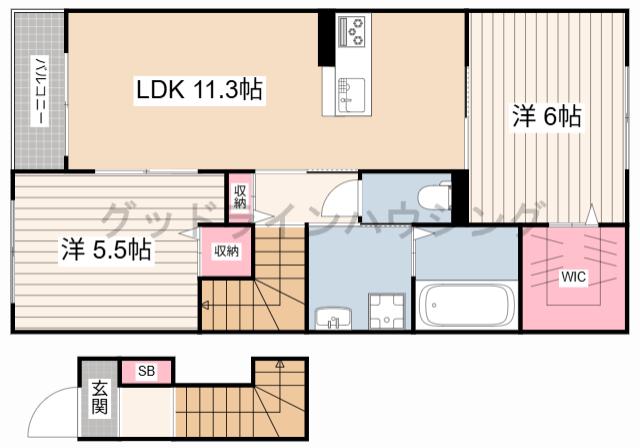 K KITANO(2LDK/2階)の間取り写真