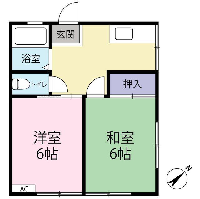 雅荘(2DK/2階)の間取り写真