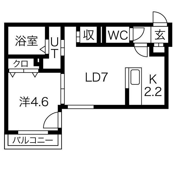 ASSO LUSSO ASABU(1LDK/2階)の間取り写真