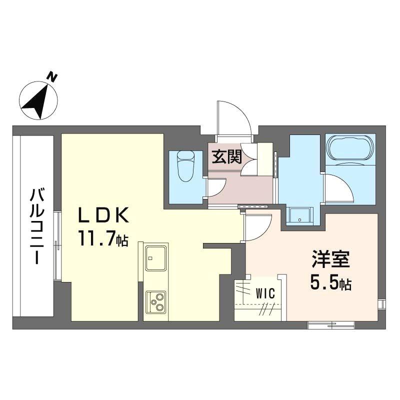 ボヌールカイエ(1LDK/1階)の間取り写真