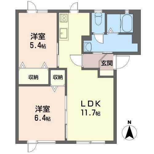 シャーメゾンミチコ(2LDK/2階)の間取り写真