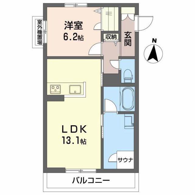 リラフォート(1LDK/2階)の間取り写真