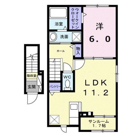 パレスコーネリアI(1LDK/2階)の間取り写真
