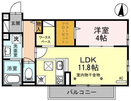 むさし野スクエア(1LDK/1階)の間取り写真