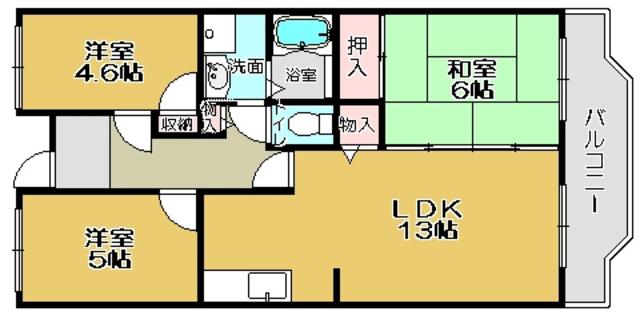 ヨコマーク加茂(3LDK/3階)の間取り写真